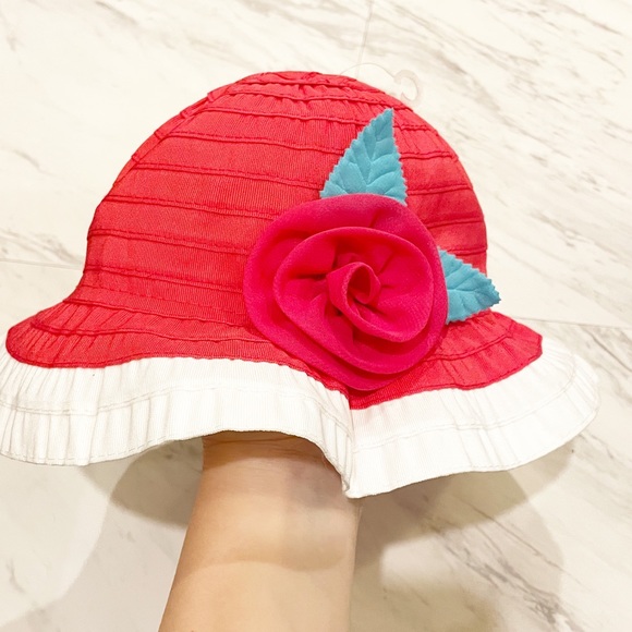 Gymboree Pink Summer Bucket Hat with Flower Baby Girls 6-12 months NWT - Picture 3 of 8